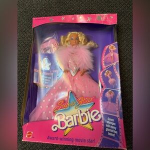 1988 Barbie Pink Star-Patterned Gown with Feather Boa Collector Doll